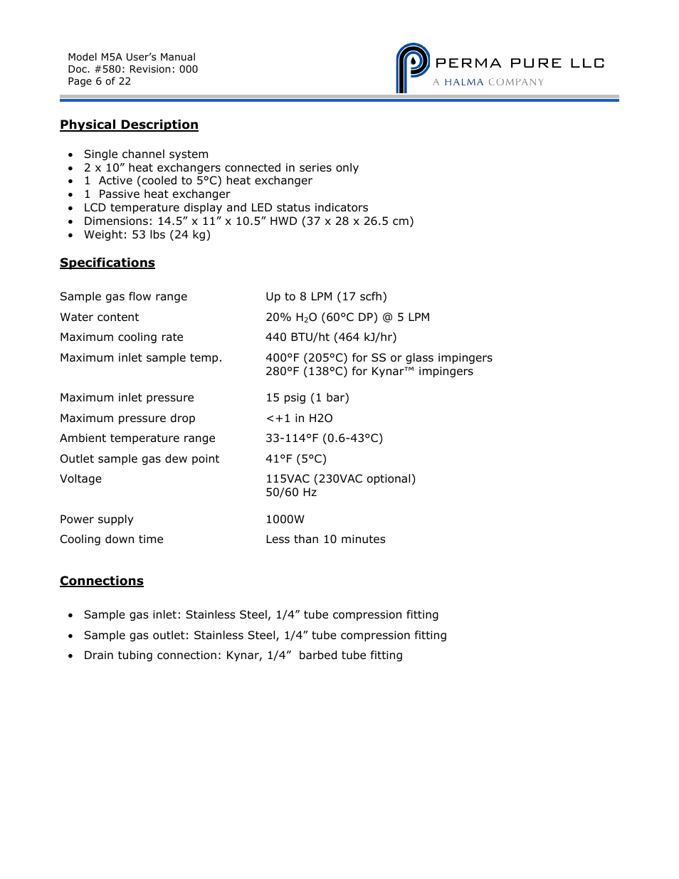 Perma pure llc | Perma Pure Baldwin-Series M5A User Manual | Page 6 / 27