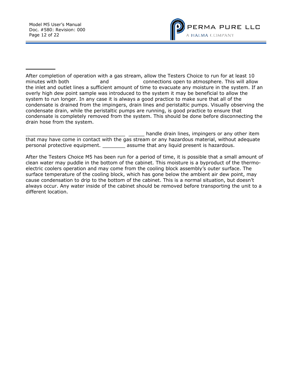 Perma pure llc | Perma Pure Baldwin-Series M5 User Manual | Page 12 / 27