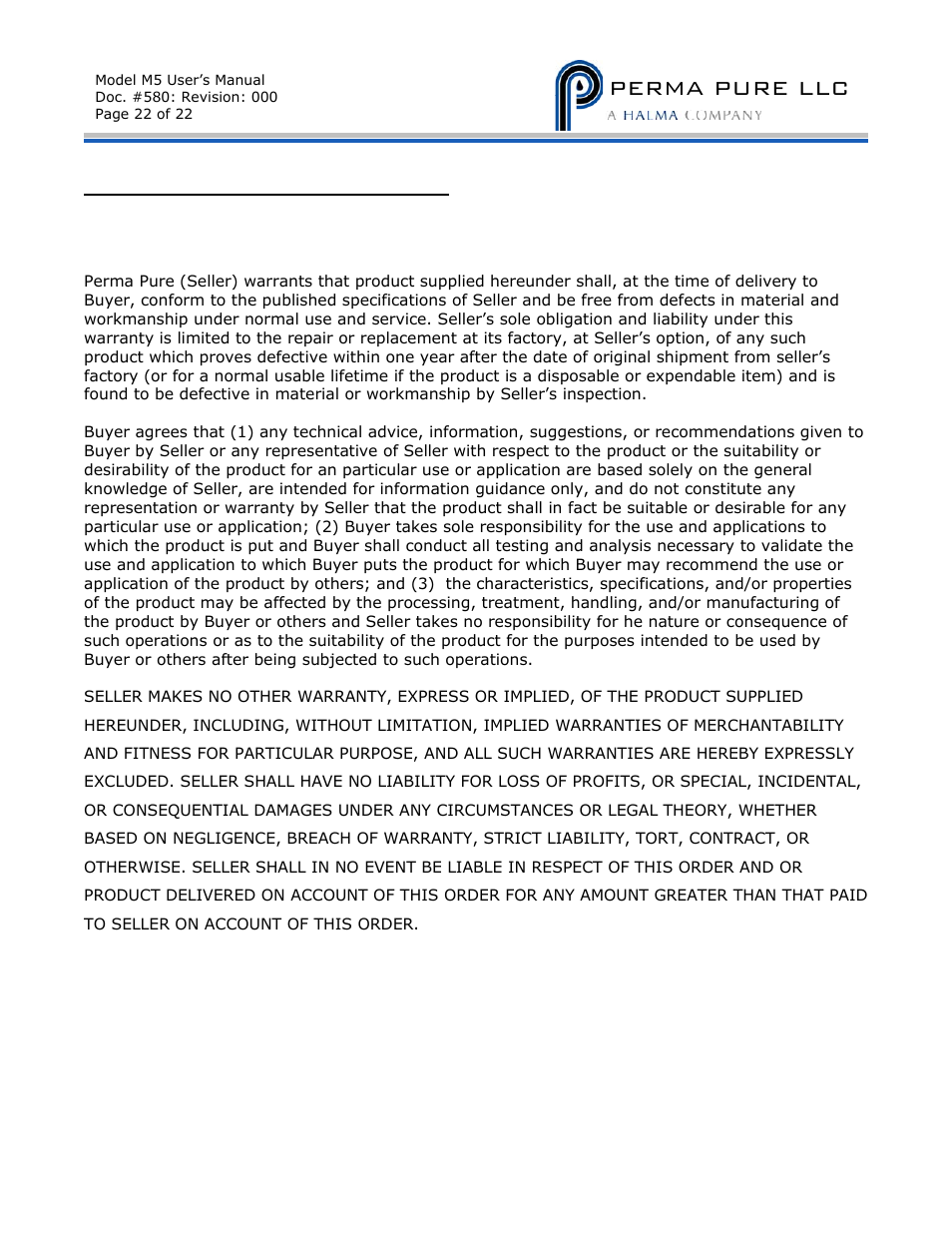 Perma pure llc | Perma Pure Baldwin-Series M5 User Manual | Page 27 / 27