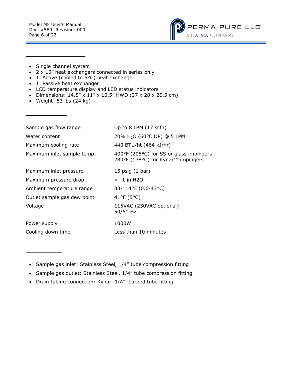 Perma pure llc | Perma Pure Baldwin-Series M5 User Manual | Page 6 / 27