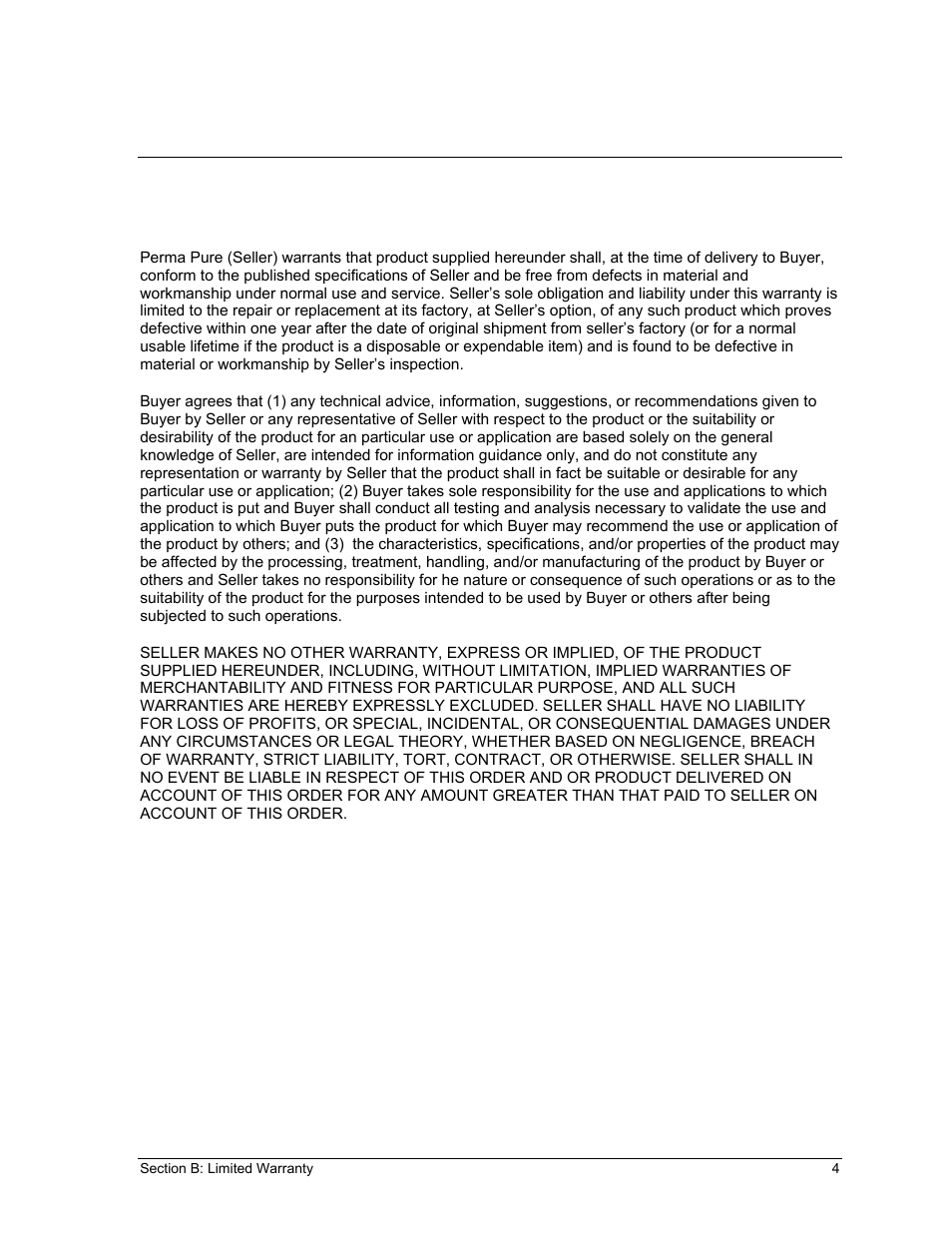 Imited, Arranty | Perma Pure Baldwin-Series M225 User Manual | Page 4 / 40