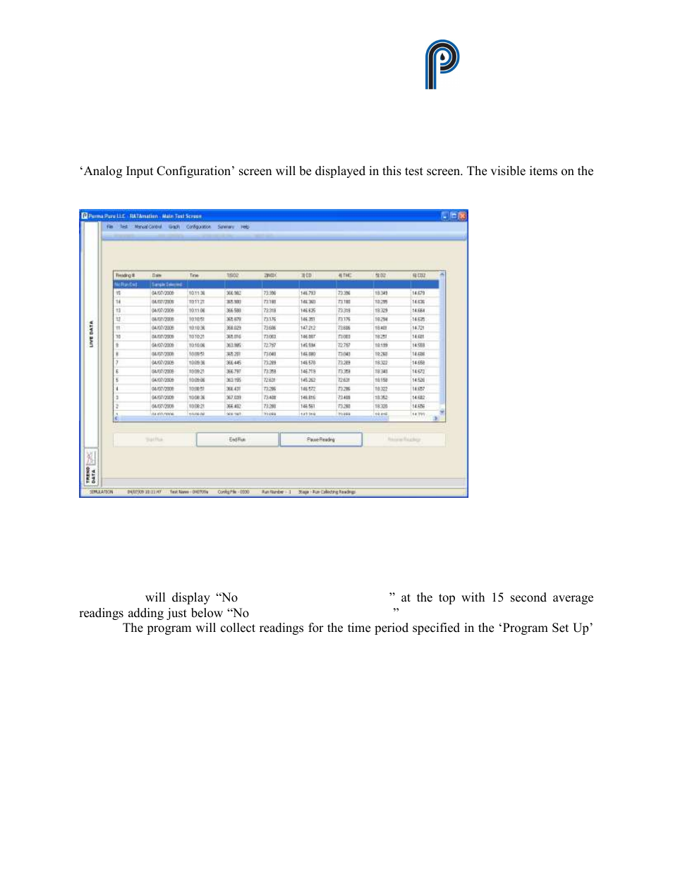 Figure 6, Run screen, Ratamation v2.0 user manual perma pure llc | Perma Pure RATAMATION V2.0 User Manual | Page 11 / 57