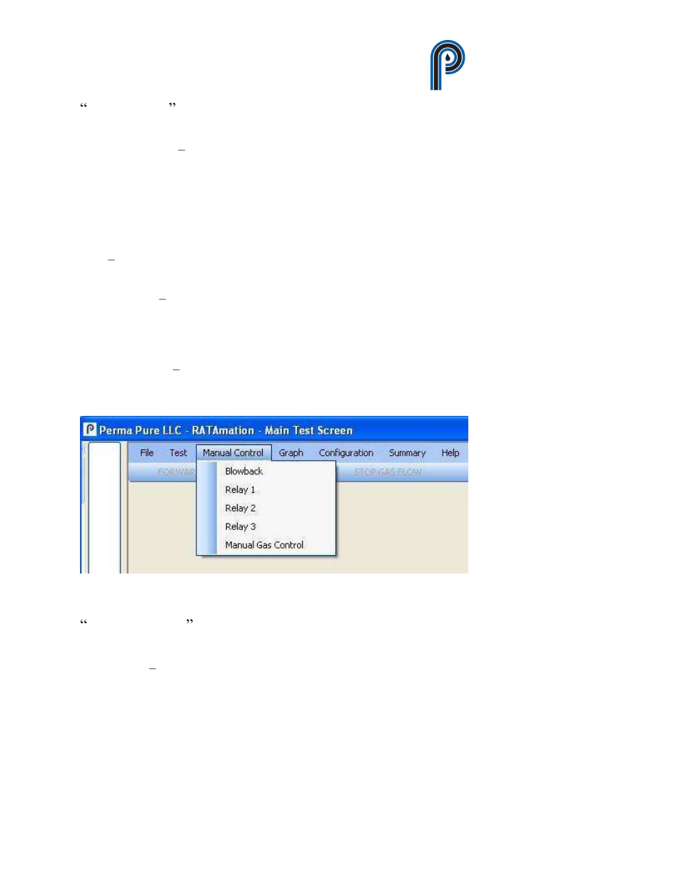 Figure 12, Manual control” sub menu from main menu, Ratamation v2.0 user manual perma pure llc | Perma Pure RATAMATION V2.0 User Manual | Page 16 / 57