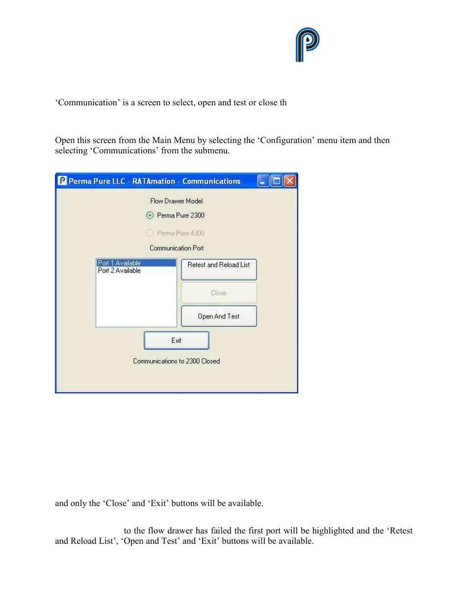 Communication, Figure 24, Communication screen | Ratamation v2.0 user manual perma pure llc | Perma Pure RATAMATION V2.0 User Manual | Page 42 / 57
