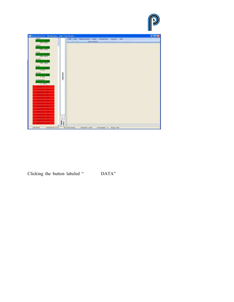 Figure 2, Main screen test and live panel, Ratamation v2.0 user manual perma pure llc | Perma Pure RATAMATION V2.0 User Manual | Page 7 / 57