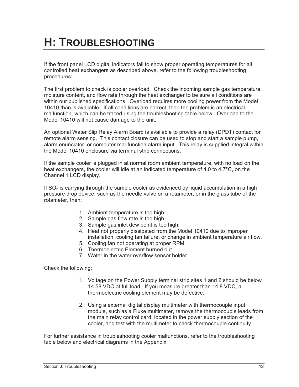 H: t, Roubleshooting | Perma Pure Baldwin-Series 10410 User Manual | Page 12 / 36
