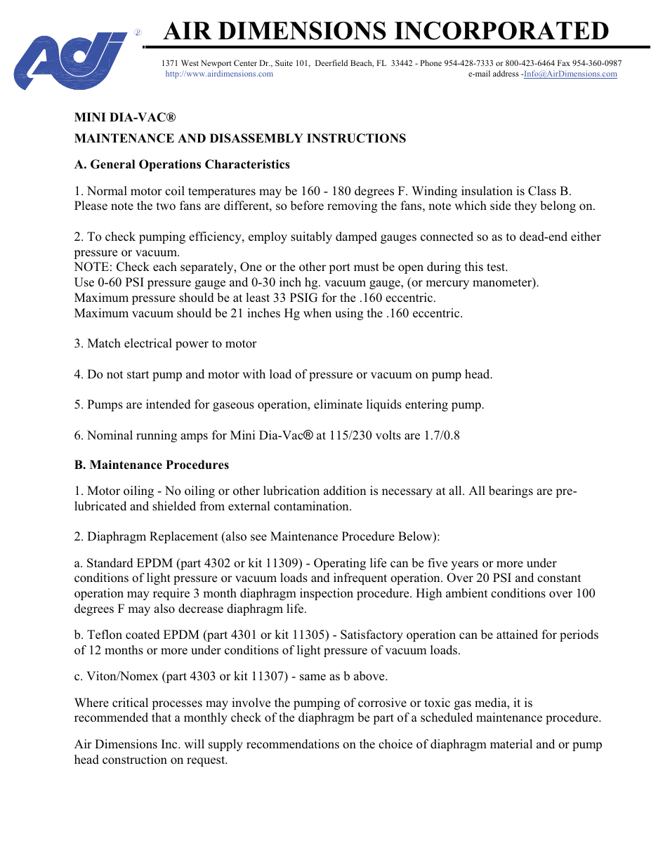 Air dimensions incorporated | Perma Pure Baldwin-Series 10410 User Manual | Page 30 / 36