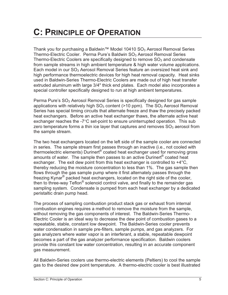 C: p, Rinciple of, Peration | Perma Pure Baldwin-Series 10410 User Manual | Page 5 / 36