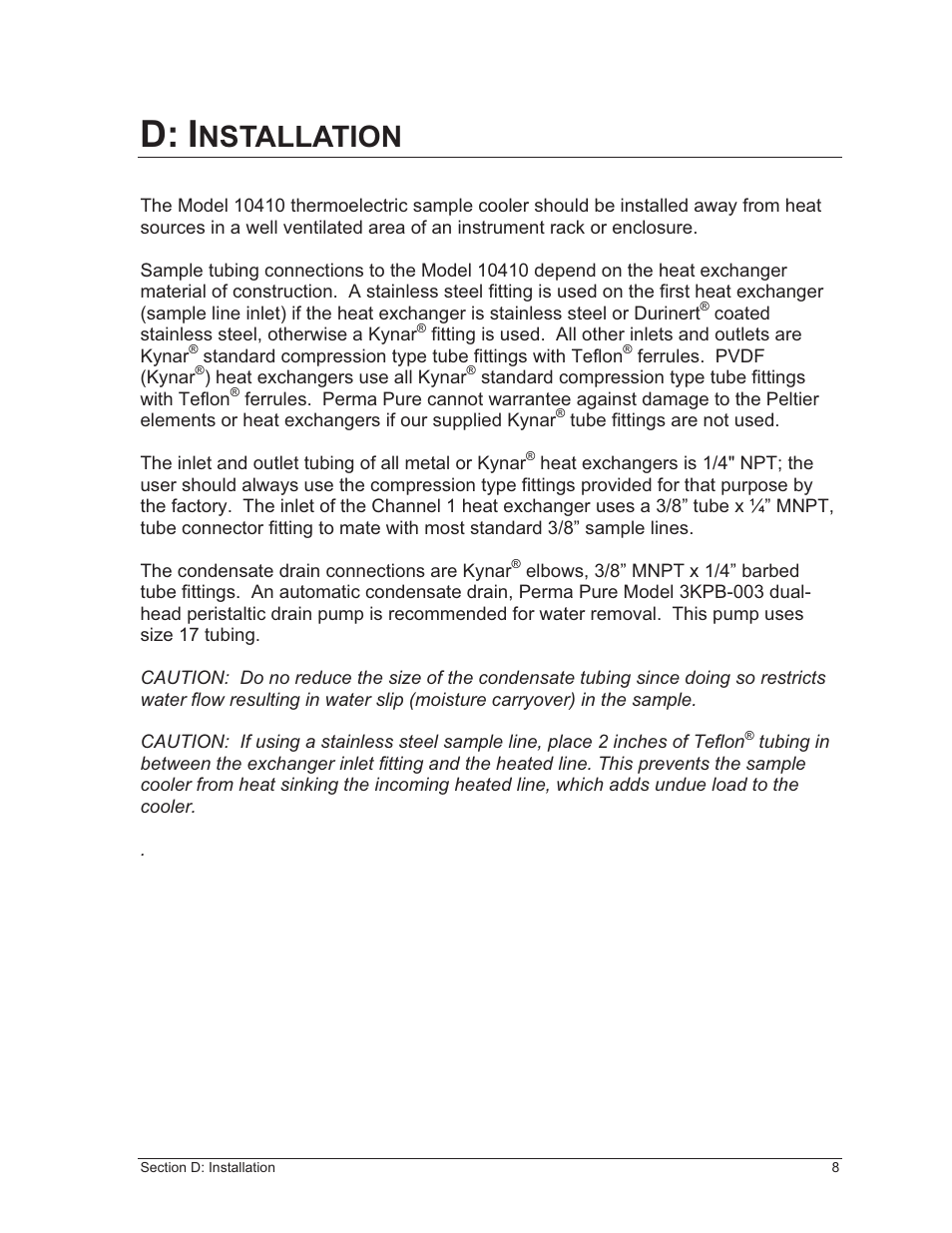 D: i, Nstallation | Perma Pure Baldwin-Series 10410 User Manual | Page 8 / 36