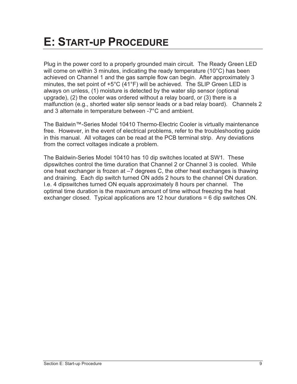 E: s, Tart, Rocedure | Perma Pure Baldwin-Series 10410 User Manual | Page 9 / 36