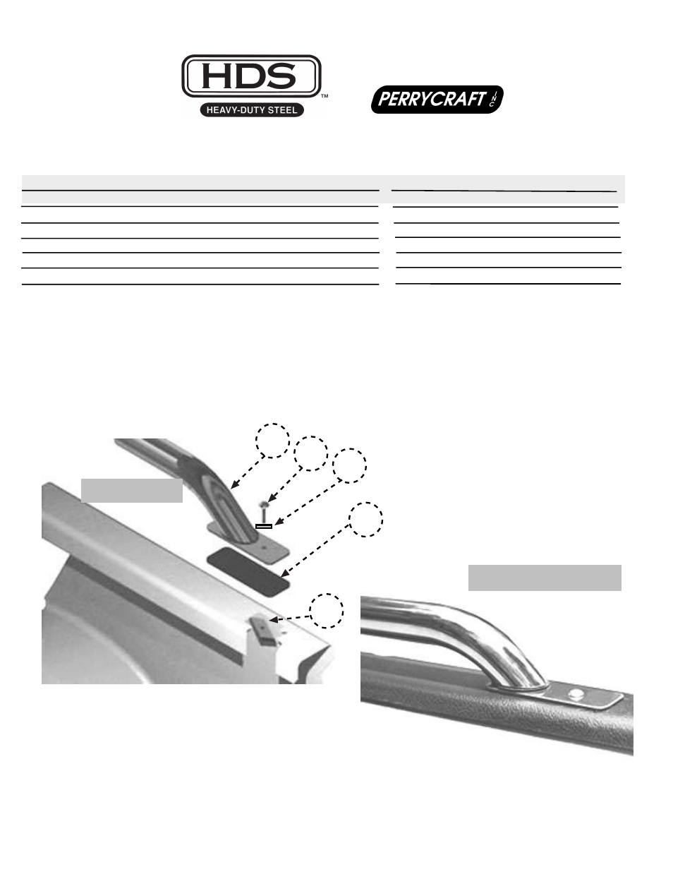 Perrycraft HDS Stake-Pocket Mount Bed Rails User Manual | 1 page