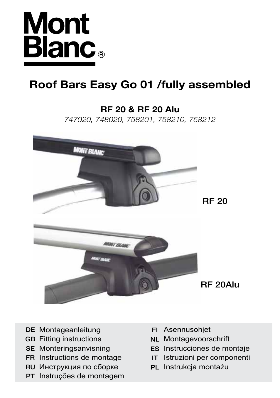 Perrycraft MB Gripper Load Bars RF 20 & RF 20 Alu User Manual | 12 pages