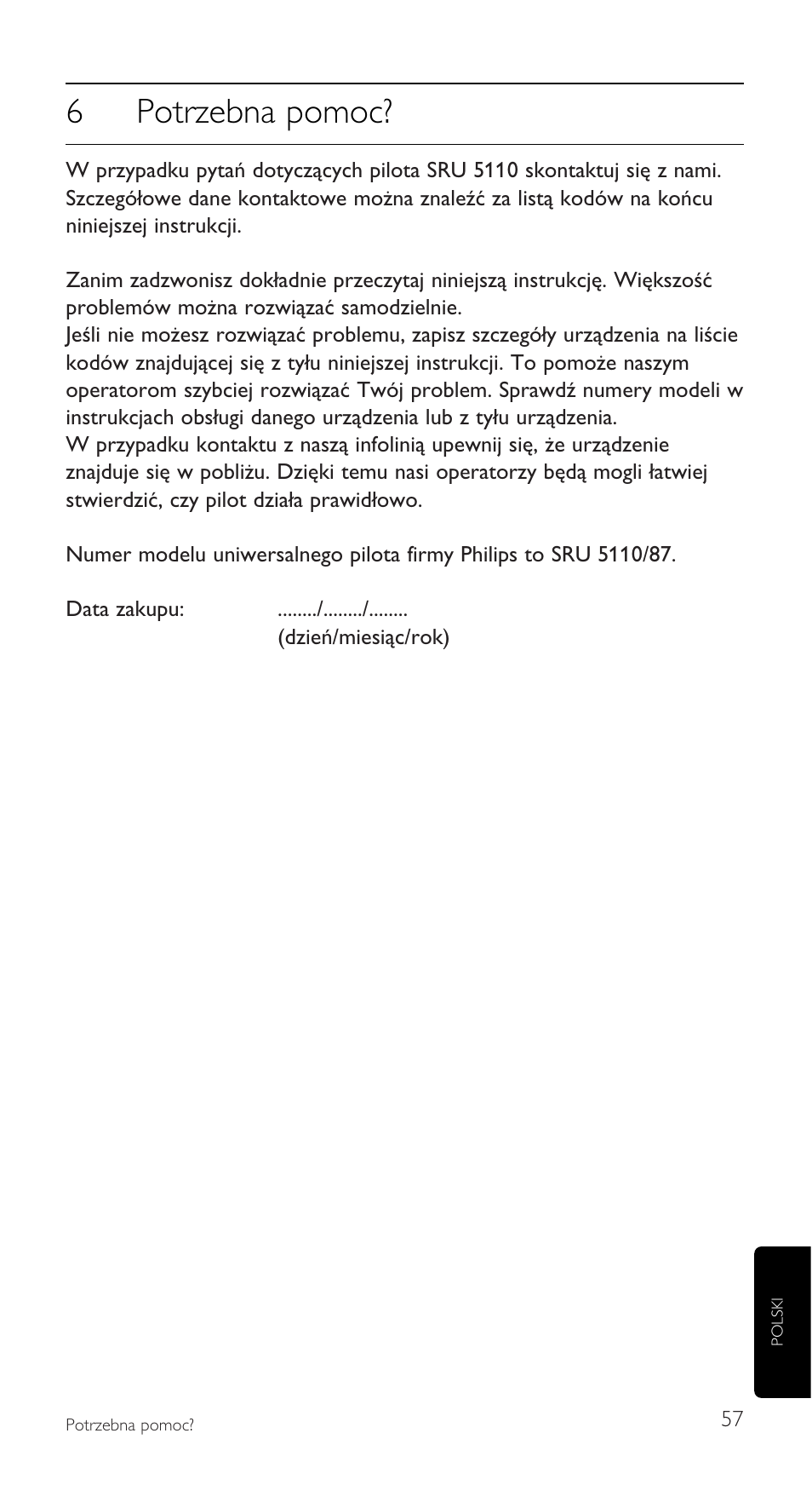 6potrzebna pomoc | Philips SRU5110 User Manual | Page 57 / 73