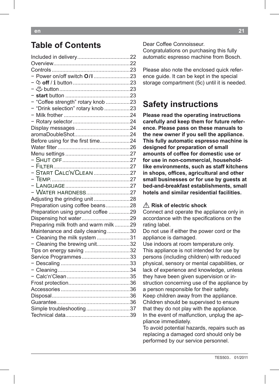 Bosch TES50351DE VeroCafe Latte Kaffeevollautomat Silber Pure Silver User Manual | Page 25 / 88