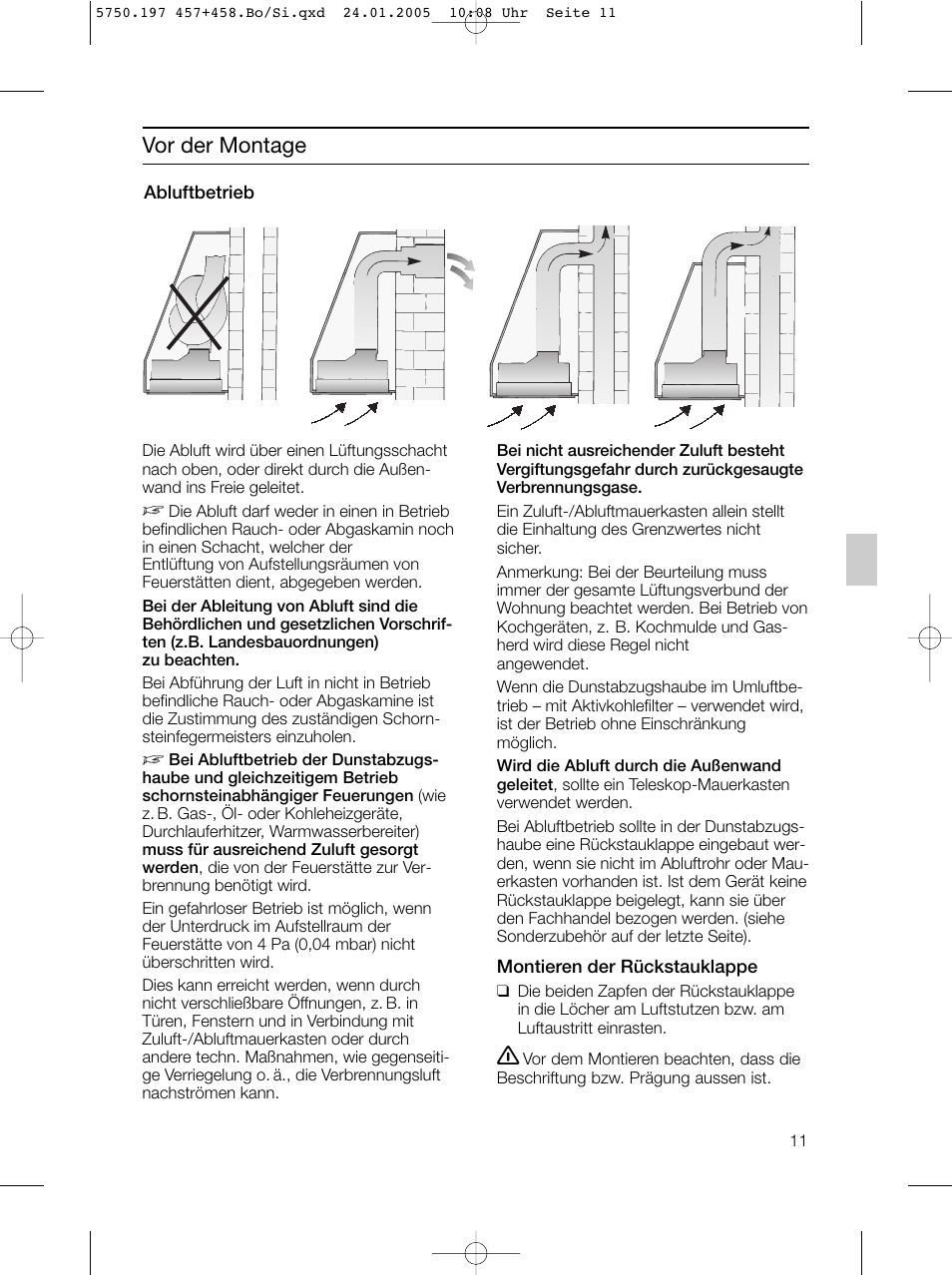 Vor der montage | Bosch DHL575B grau-metallic Lüfterbaustein 50 cm User Manual | Page 11 / 100