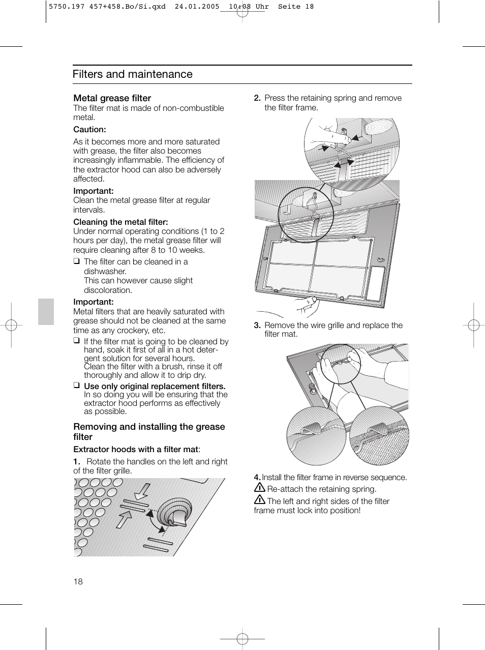 Filters and maintenance | Bosch DHL575B grau-metallic Lüfterbaustein 50 cm User Manual | Page 18 / 100