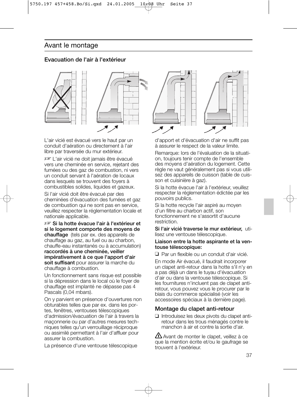 Avant le montage | Bosch DHL575B grau-metallic Lüfterbaustein 50 cm User Manual | Page 37 / 100
