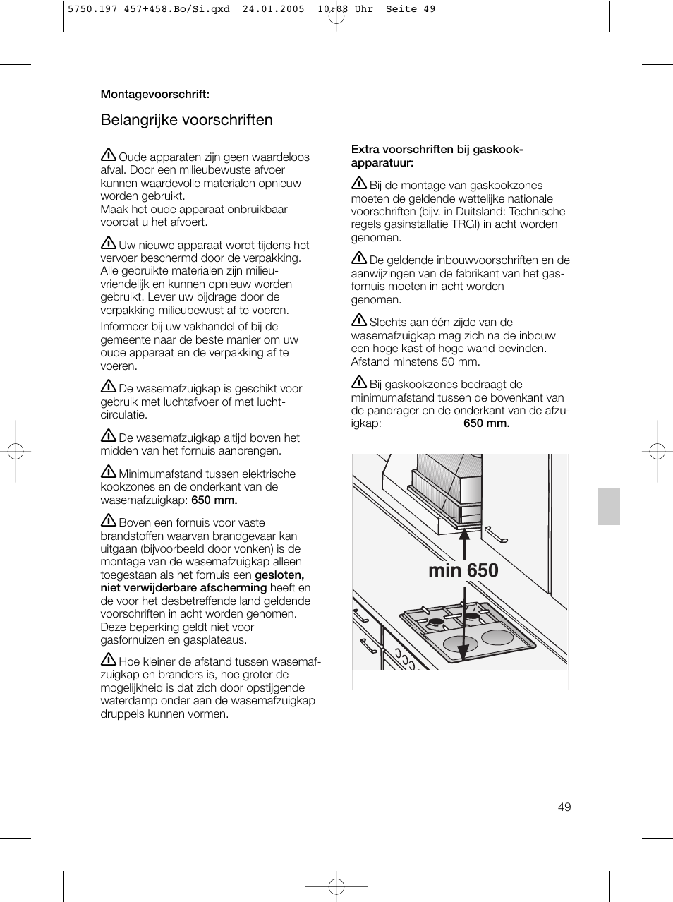 Min 650 | Bosch DHL575B grau-metallic Lüfterbaustein 50 cm User Manual | Page 49 / 100