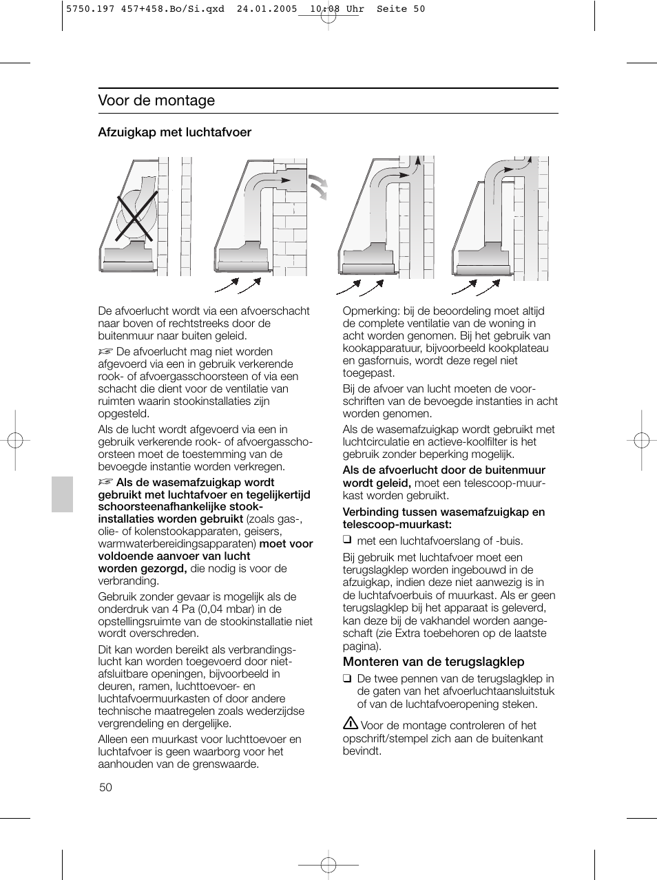 Voor de montage | Bosch DHL575B grau-metallic Lüfterbaustein 50 cm User Manual | Page 50 / 100