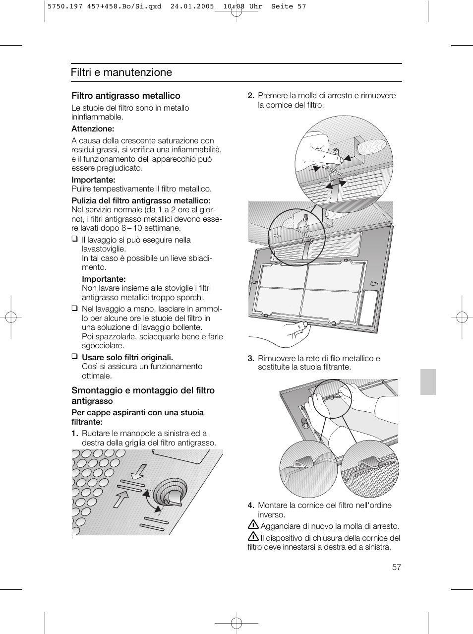 Filtri e manutenzione | Bosch DHL575B grau-metallic Lüfterbaustein 50 cm User Manual | Page 57 / 100