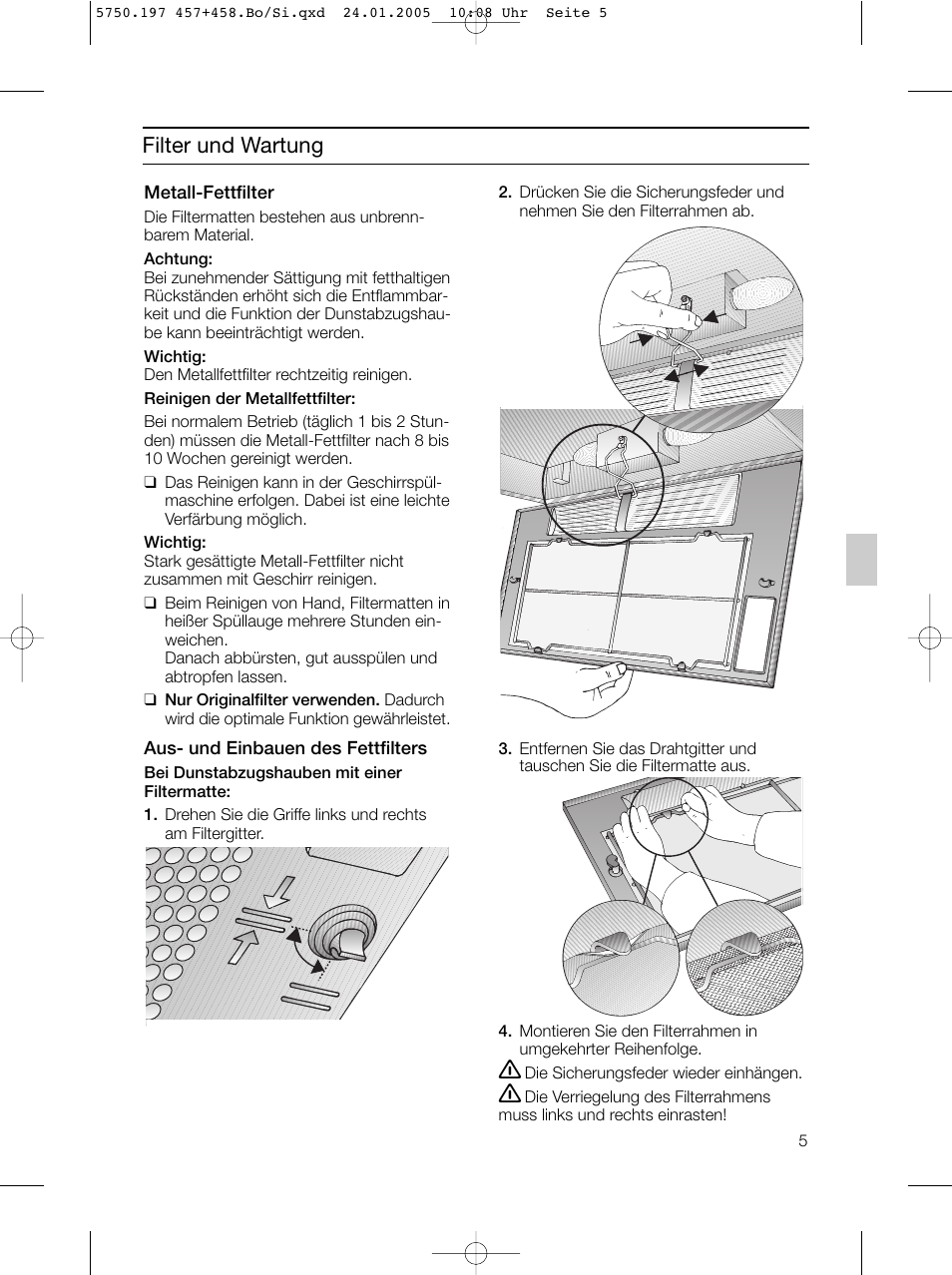 Filter und wartung | Bosch DHL575B grau-metallic Lüfterbaustein 50 cm User Manual | Page 6 / 100