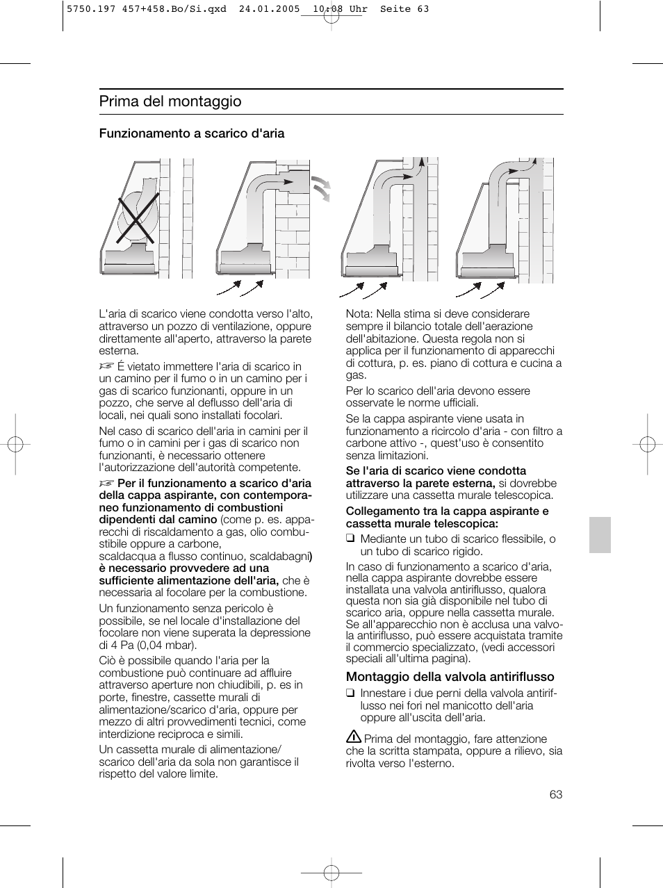 Prima del montaggio | Bosch DHL575B grau-metallic Lüfterbaustein 50 cm User Manual | Page 63 / 100