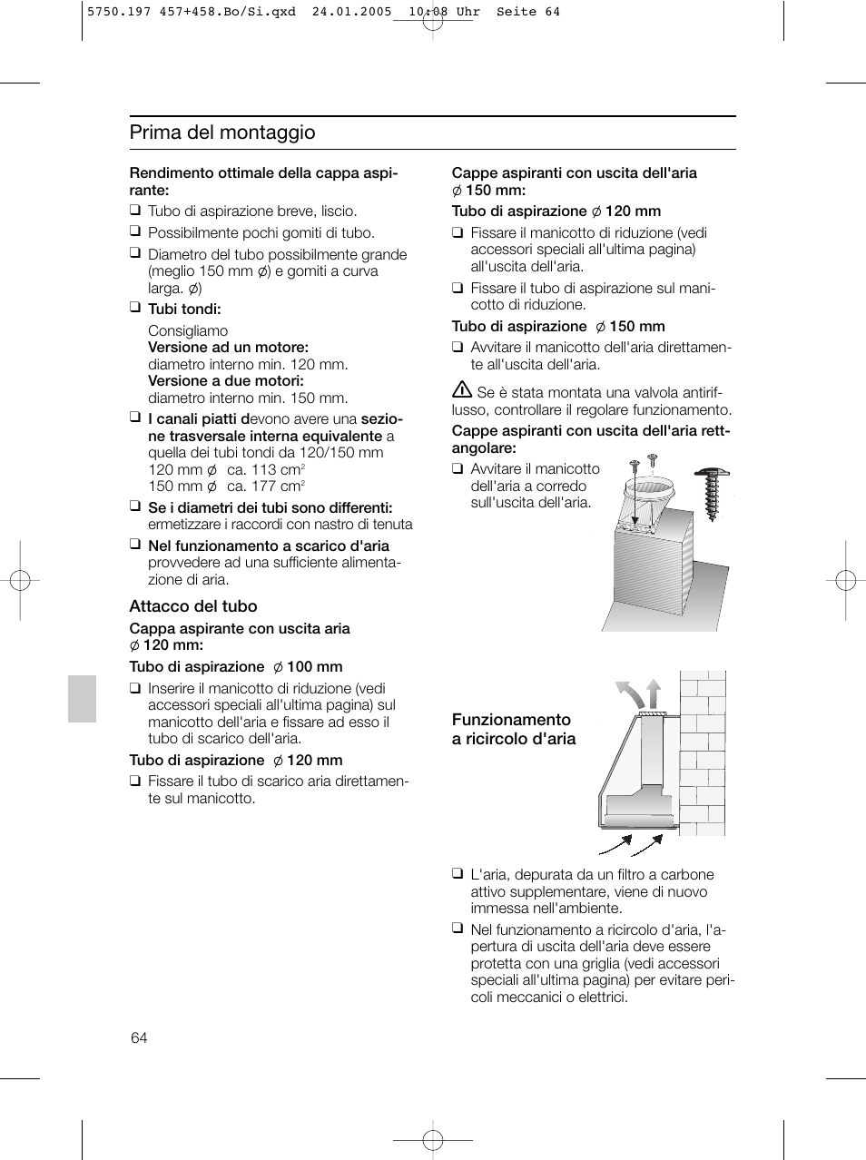 Prima del montaggio | Bosch DHL575B grau-metallic Lüfterbaustein 50 cm User Manual | Page 64 / 100