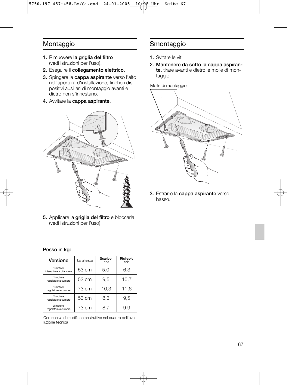 Montaggio, Smontaggio | Bosch DHL575B grau-metallic Lüfterbaustein 50 cm User Manual | Page 67 / 100