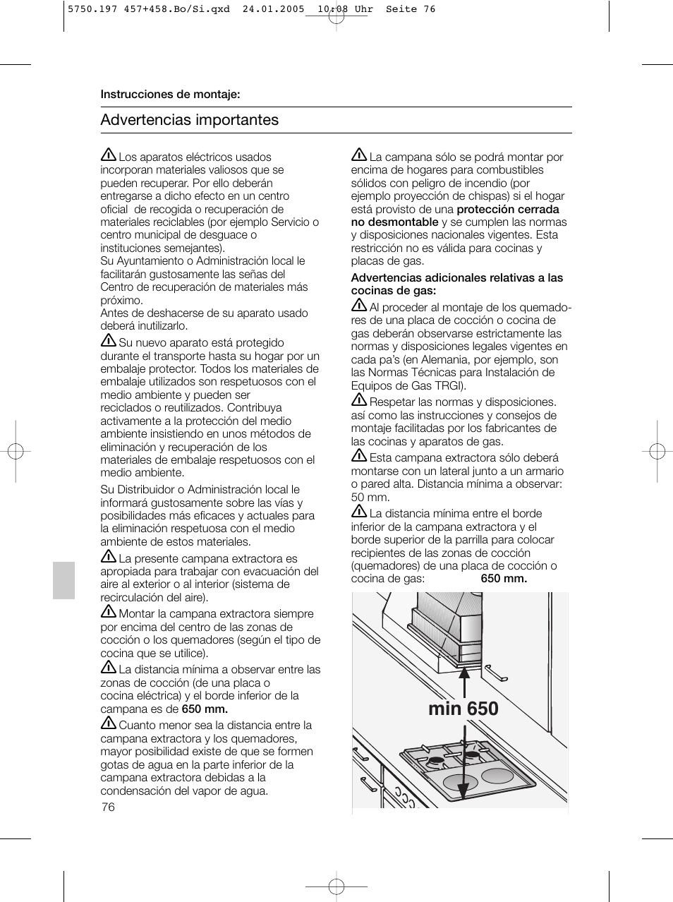 Min 650 | Bosch DHL575B grau-metallic Lüfterbaustein 50 cm User Manual | Page 76 / 100