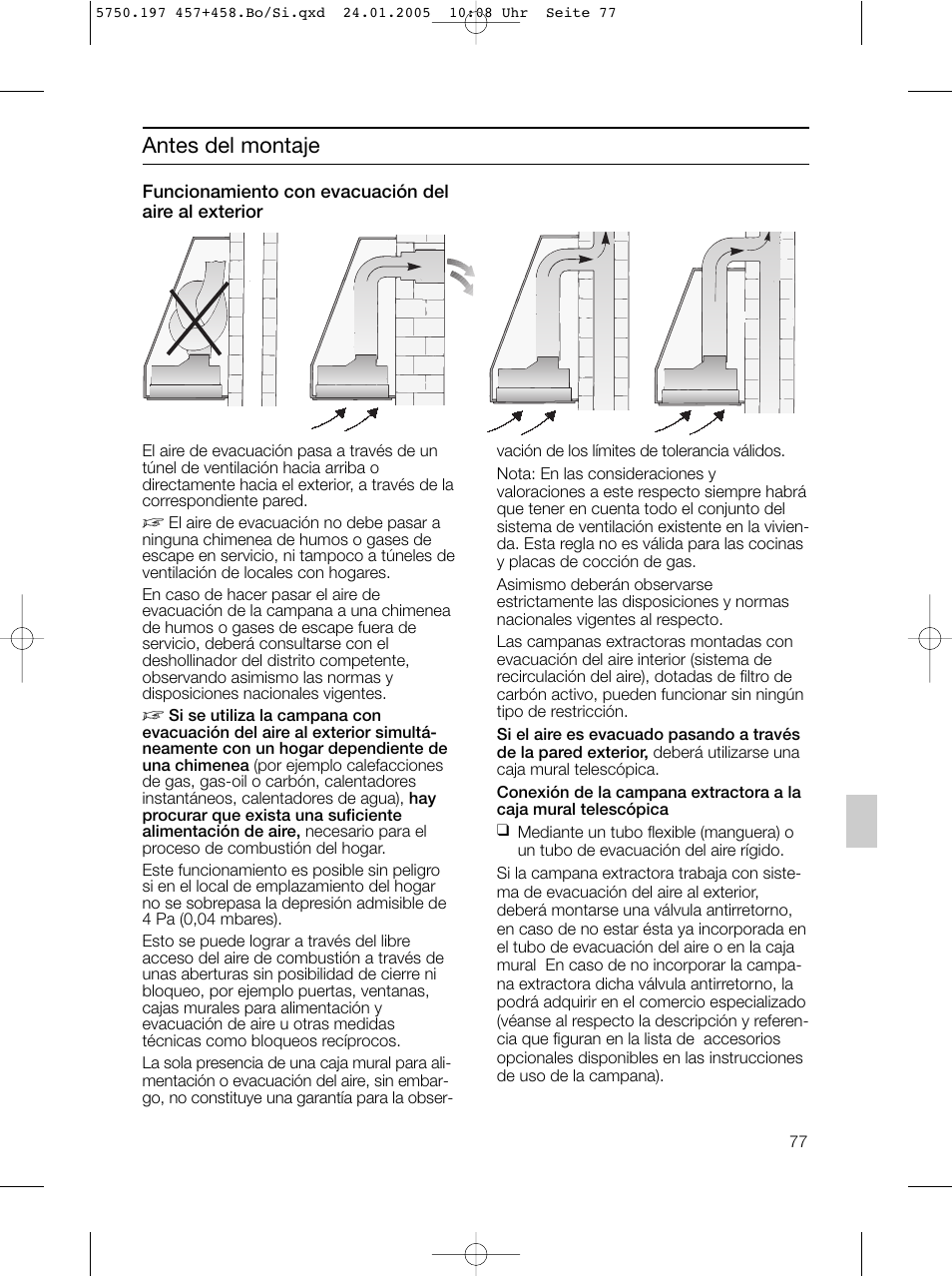 Antes del montaje | Bosch DHL575B grau-metallic Lüfterbaustein 50 cm User Manual | Page 77 / 100