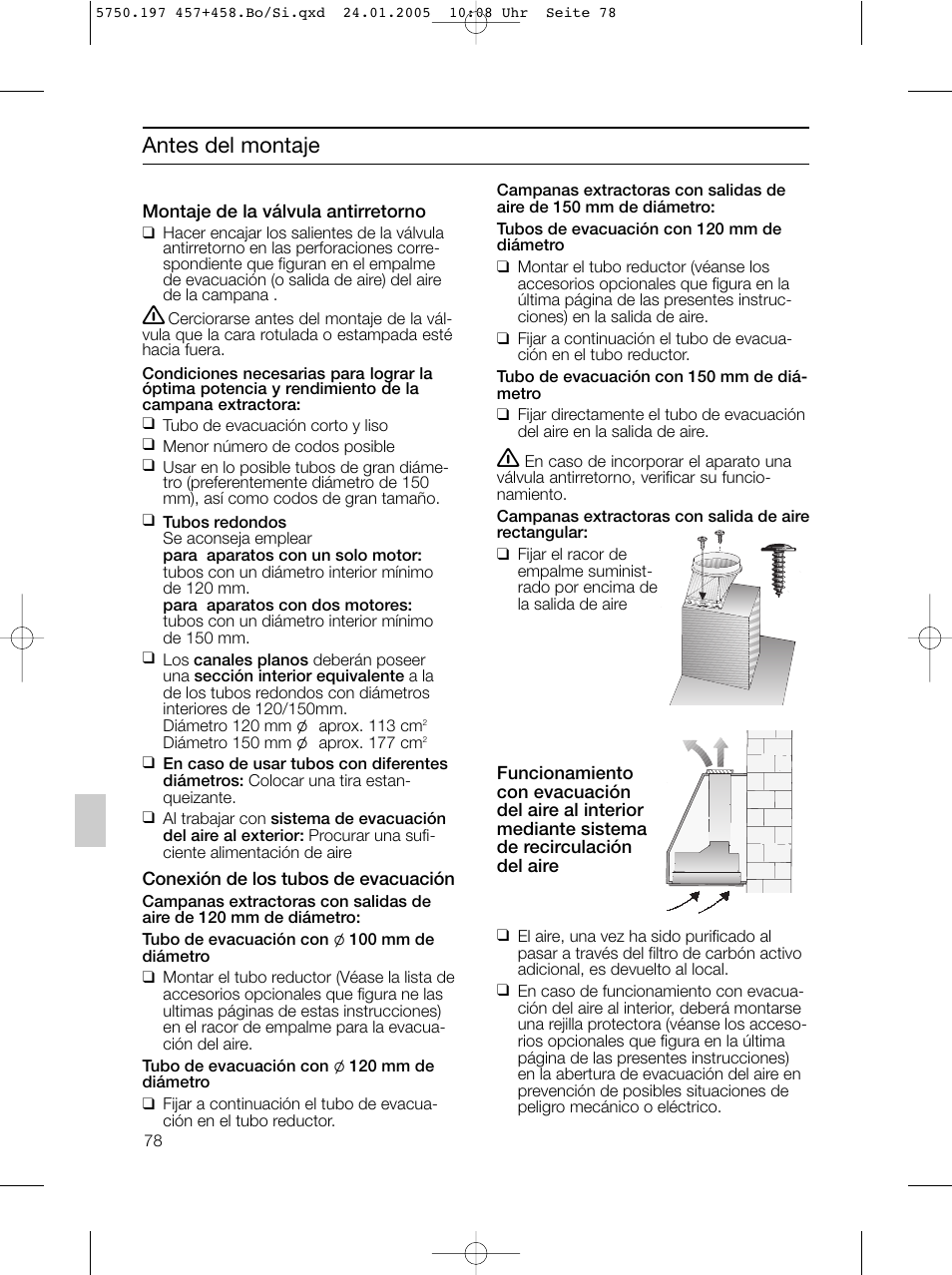 Antes del montaje | Bosch DHL575B grau-metallic Lüfterbaustein 50 cm User Manual | Page 78 / 100