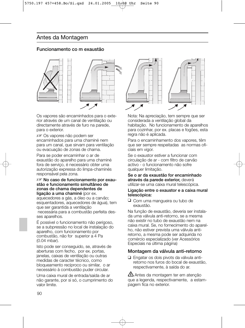 Antes da montagem | Bosch DHL575B grau-metallic Lüfterbaustein 50 cm User Manual | Page 90 / 100