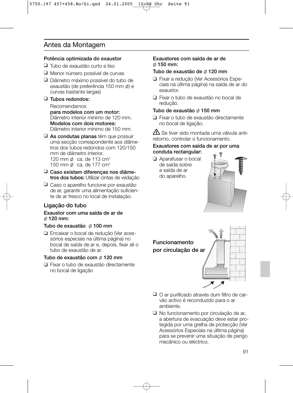 Antes da montagem | Bosch DHL575B grau-metallic Lüfterbaustein 50 cm User Manual | Page 91 / 100