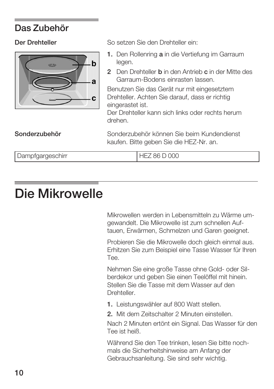 Die mikrowelle, Das zubehör | Bosch HMT72M420 - weiß Mikrowellengerät User Manual | Page 10 / 120