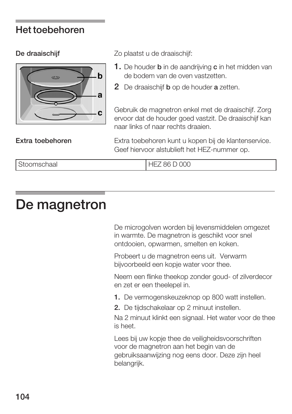 De magnetron, Het toebehoren | Bosch HMT72M420 - weiß Mikrowellengerät User Manual | Page 104 / 120