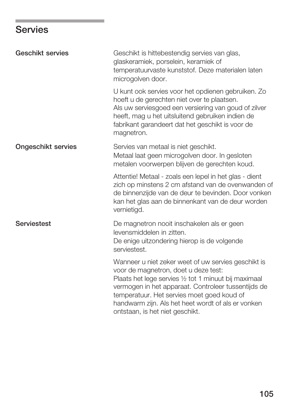 Servies | Bosch HMT72M420 - weiß Mikrowellengerät User Manual | Page 105 / 120