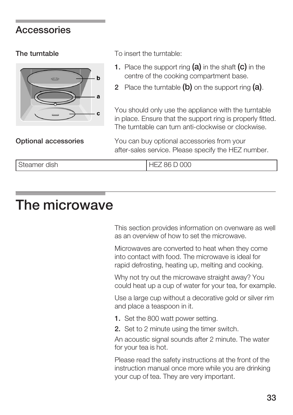 The microwave, Accessories | Bosch HMT72M420 - weiß Mikrowellengerät User Manual | Page 33 / 120