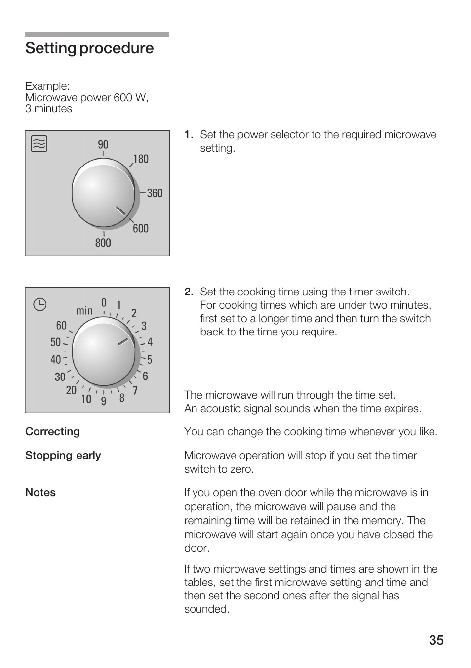 Setting procedure | Bosch HMT72M420 - weiß Mikrowellengerät User Manual | Page 35 / 120