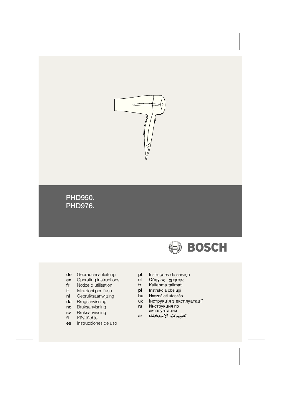 Bosch PHD9760 Profi-Haartrockner ProSalon User Manual | 46 pages