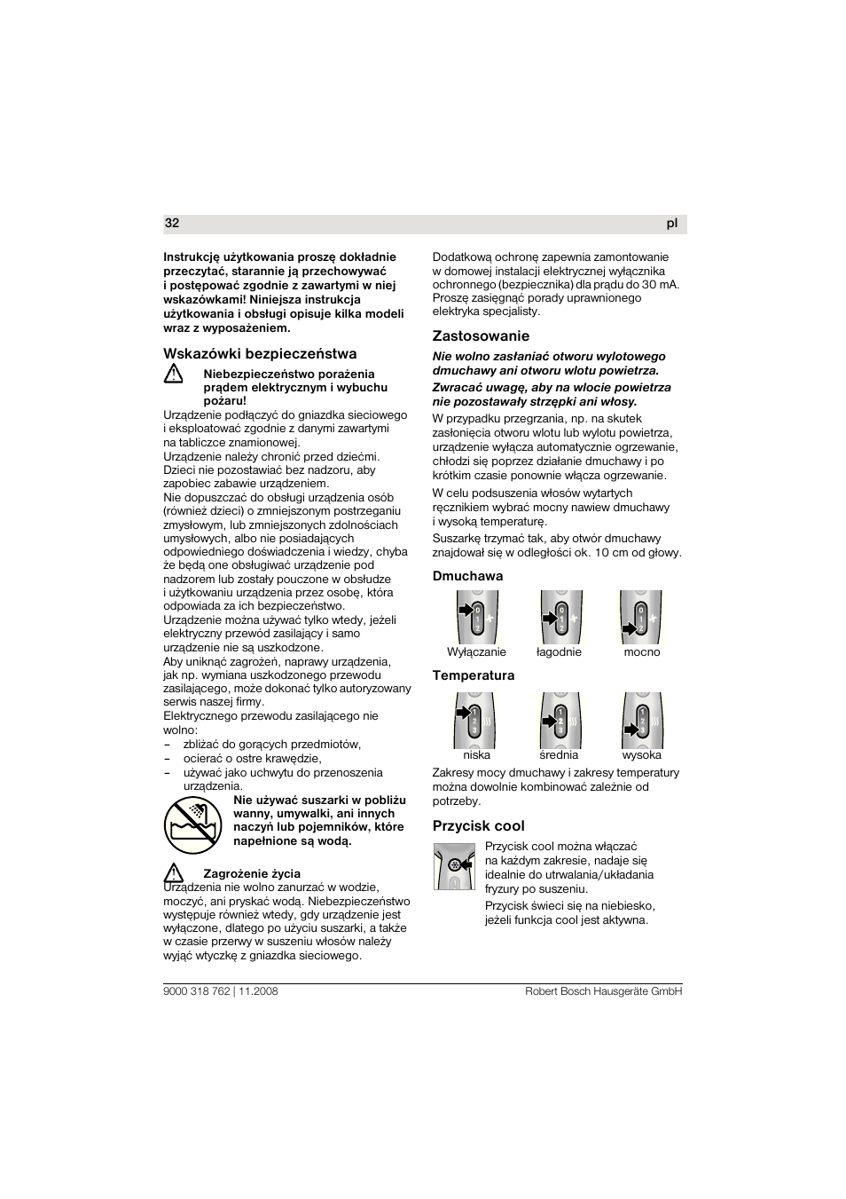 Bosch PHD9760 Profi-Haartrockner ProSalon User Manual | Page 32 / 46