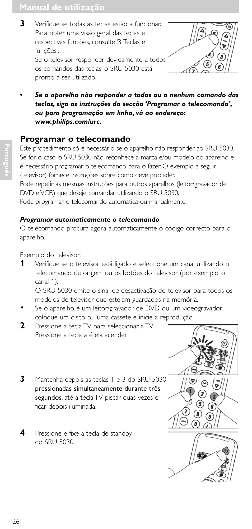 Programar o telecomando, Manual de utilização | Philips SRU5030 User Manual | Page 25 / 83