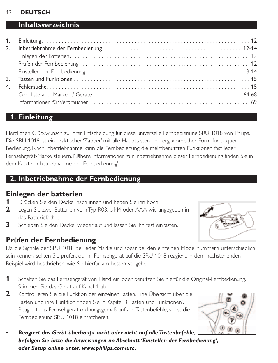 Philips SRU1018 User Manual | Page 12 / 72