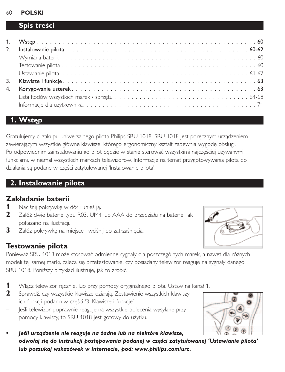 Philips SRU1018 User Manual | Page 60 / 72