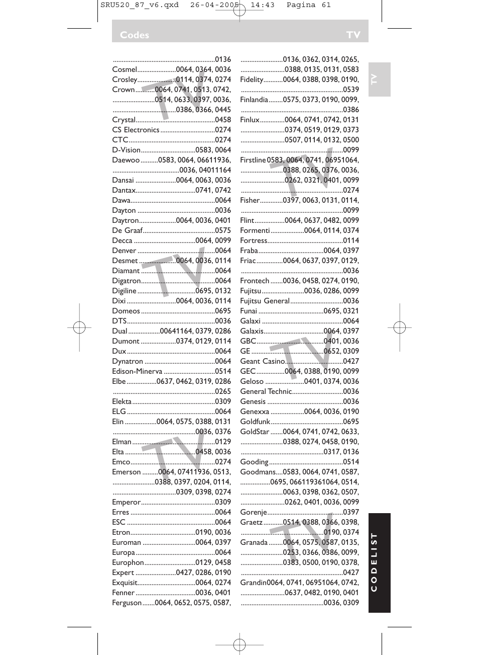 Philips SRU520 User Manual | Page 61 / 76