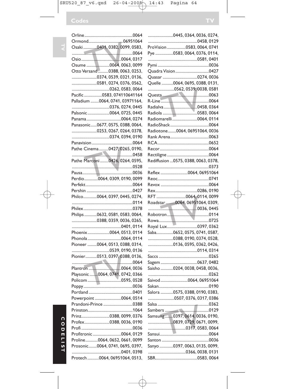 Philips SRU520 User Manual | Page 64 / 76