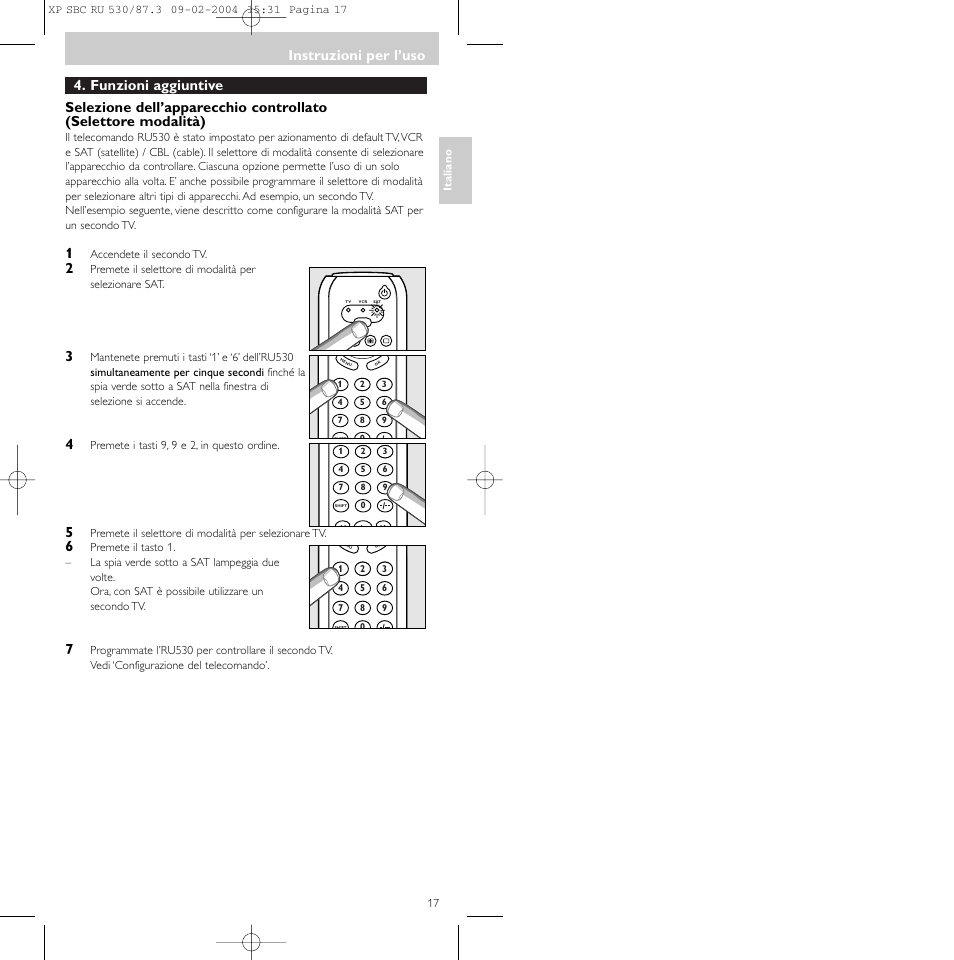 Instruzioni per l’uso | Philips SBCRU530 User Manual | Page 17 / 78