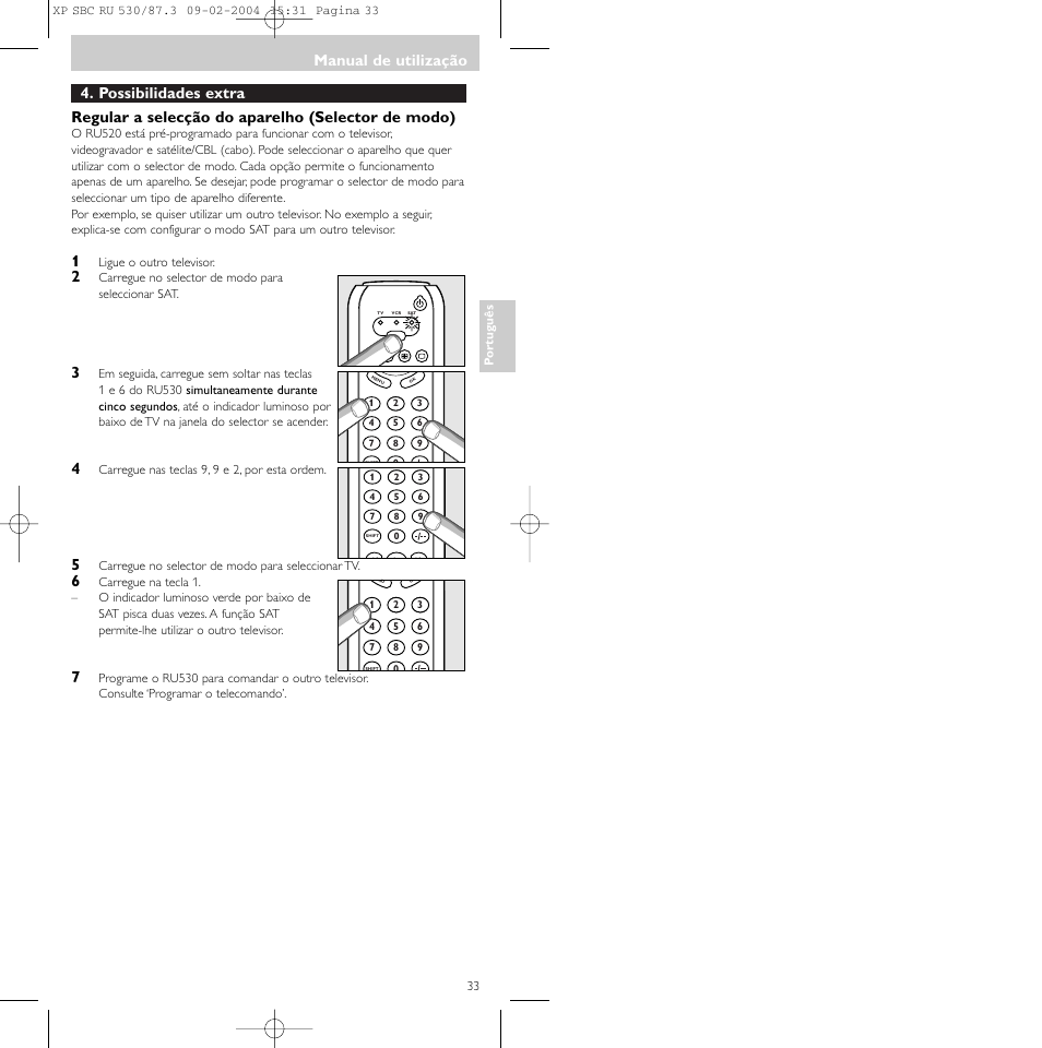 Manual de utilização | Philips SBCRU530 User Manual | Page 33 / 78
