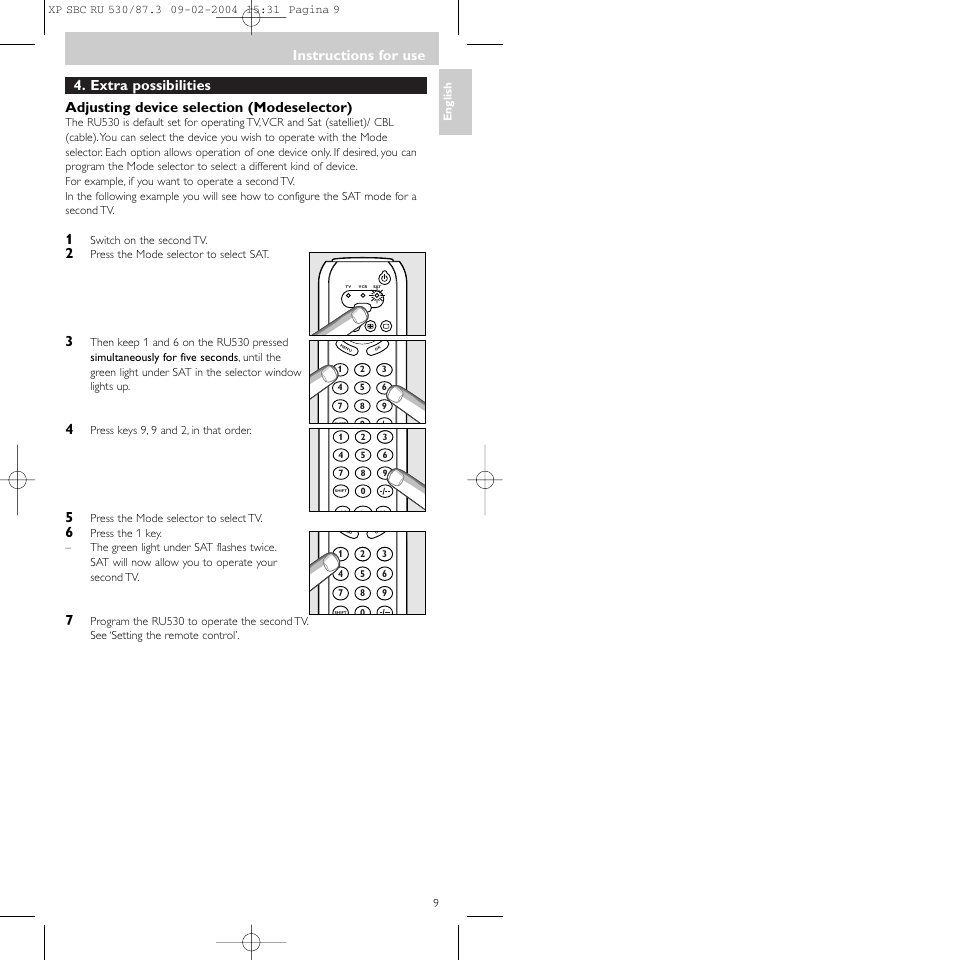 Instructions for use | Philips SBCRU530 User Manual | Page 9 / 78