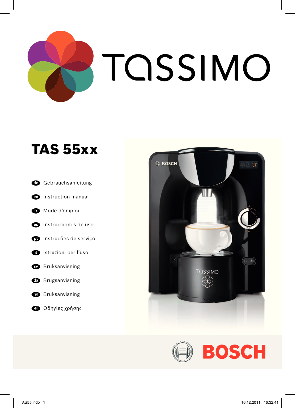 Bosch TASSIMO Multi-Getränke-Automat T55 TAS5544 linen white weiß User Manual | 190 pages