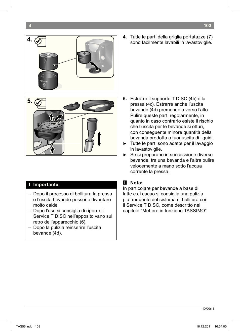 Bosch TASSIMO Multi-Getränke-Automat T55 TAS5544 linen white weiß User Manual | Page 105 / 190